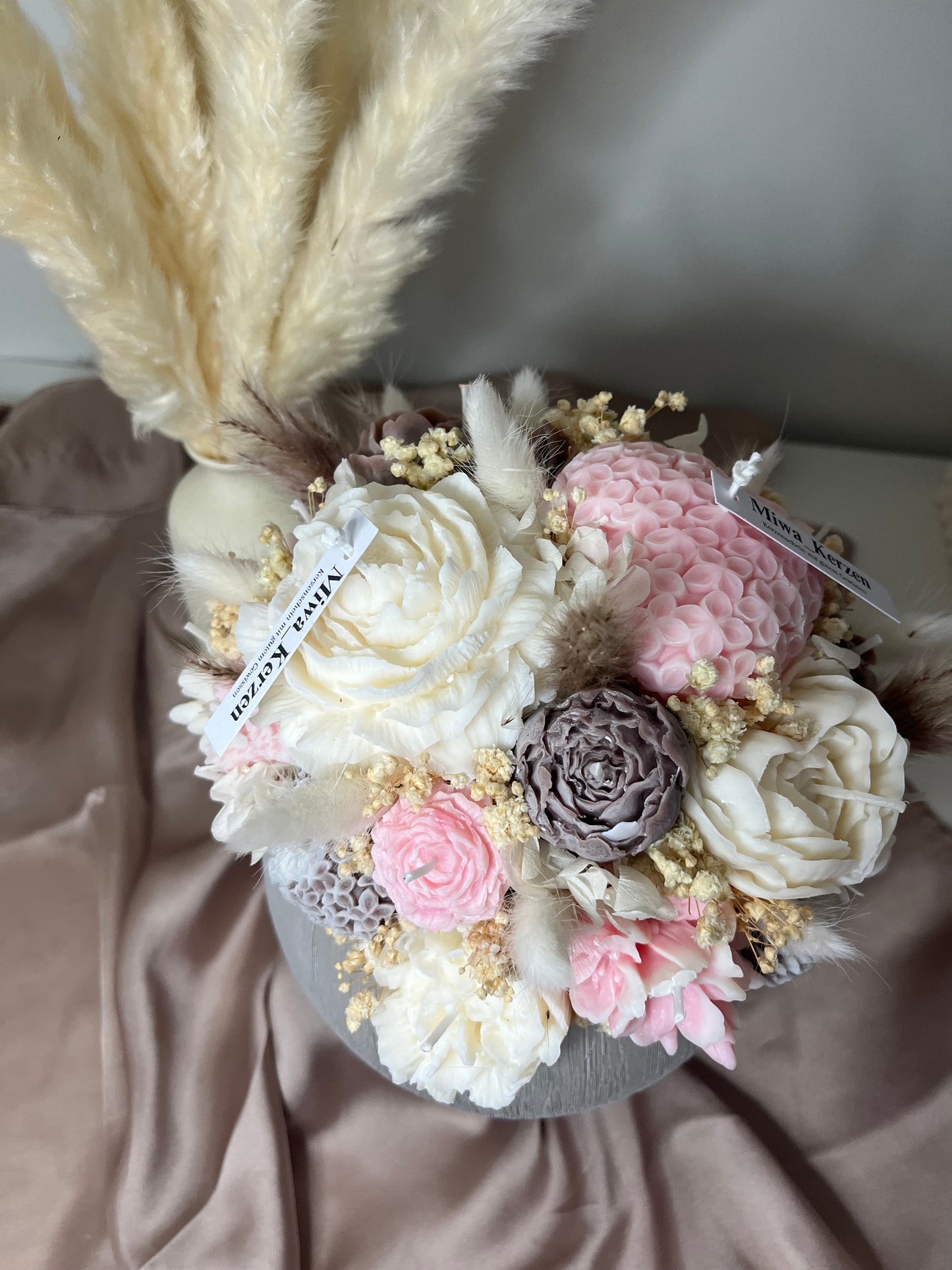 Blumenstrauss rosa beige gross