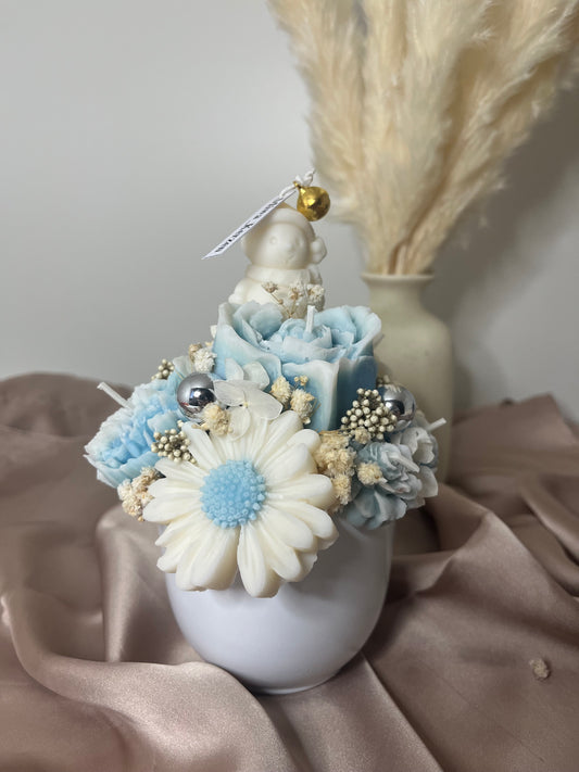 Blumenstrauss Schneemann blau